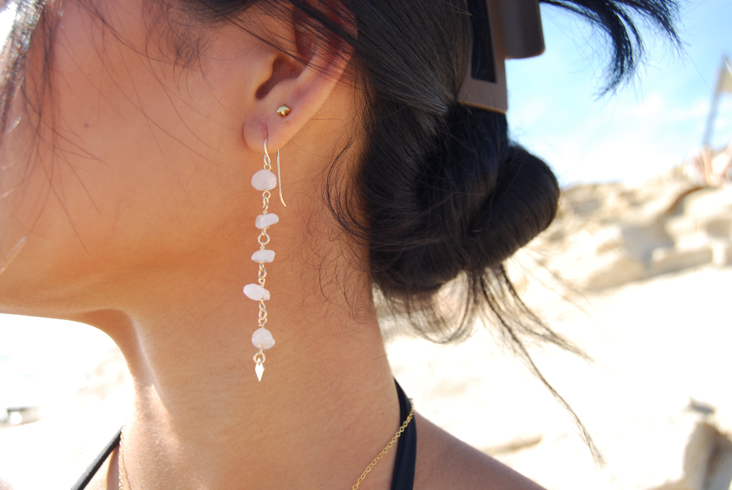 Rose Quartz Drop Earrings