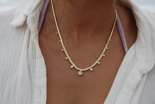 Zircon Snake Chain Necklace