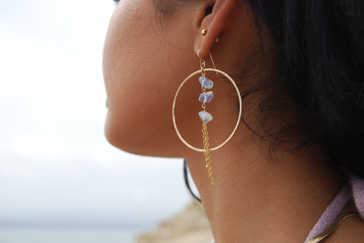 Opal Fringe Hoops