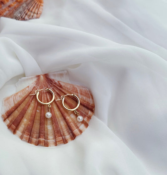 Pearl Adorned Huggies Earrings